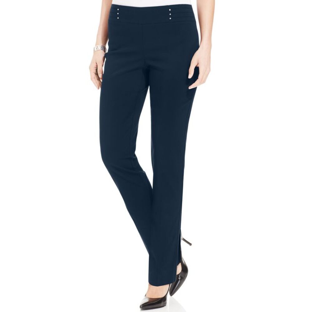 JM Collection Women's Studded Pull-On Tummy Control Pants, Regular and Short